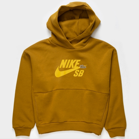 Nike SB Icon Fleece EasyOn Big Kids' Oversized Pullover Hoodie in Brown - Picture 1 of 5